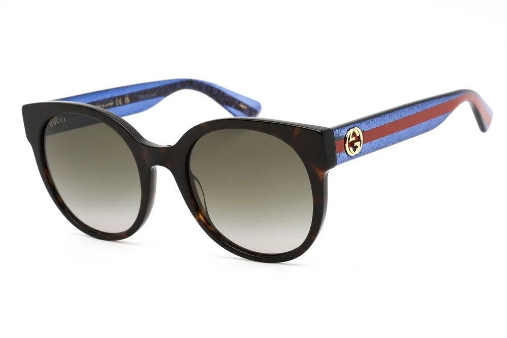 NWT Gucci GG0035SN-004 Blue Round 54mm Sunglasses